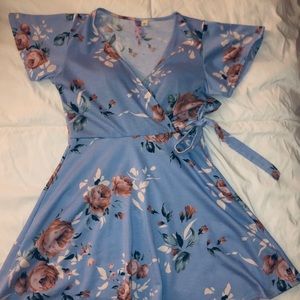 Francesca’s Wrap Blue Flower Dress